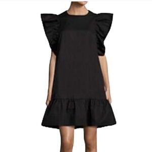 Elegant Black Ruffle Sleeve Dress